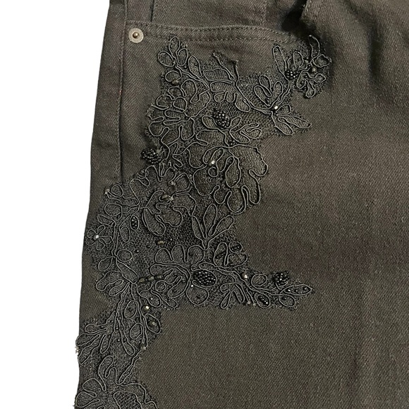 Lauren Jeans Co Embroidered High-Waisted Flared Bootcut Jeans, Black |12 - Picture 4 of 14